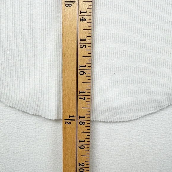 American Eagle Womens White Ribbed Crew Neck Tank Top Curved Hem Size Small - Picture 6 of 6